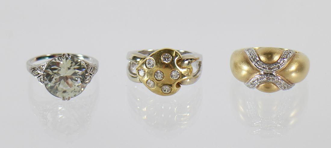 (3) 14KT DIAMOND & GEMSTONE RINGS (1 of 3)