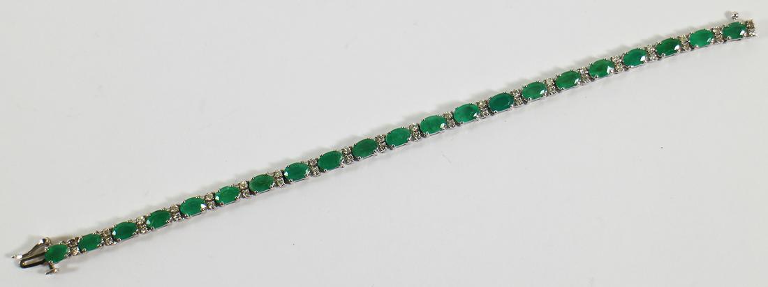 14K WHITE GOLD EMERALD & DIAMOND BRACELET (1 of 3)