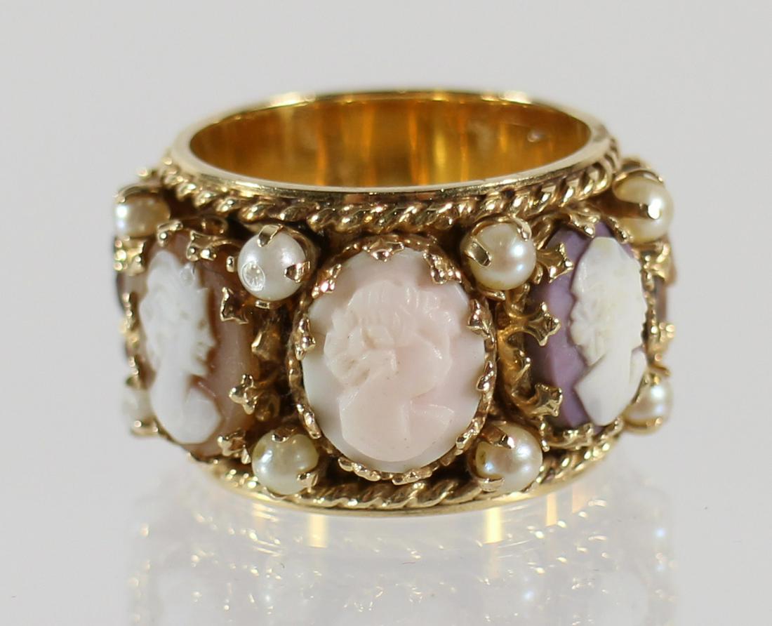 VINTAGE 14KT CAMEO & PEARL RING (1 of 4)