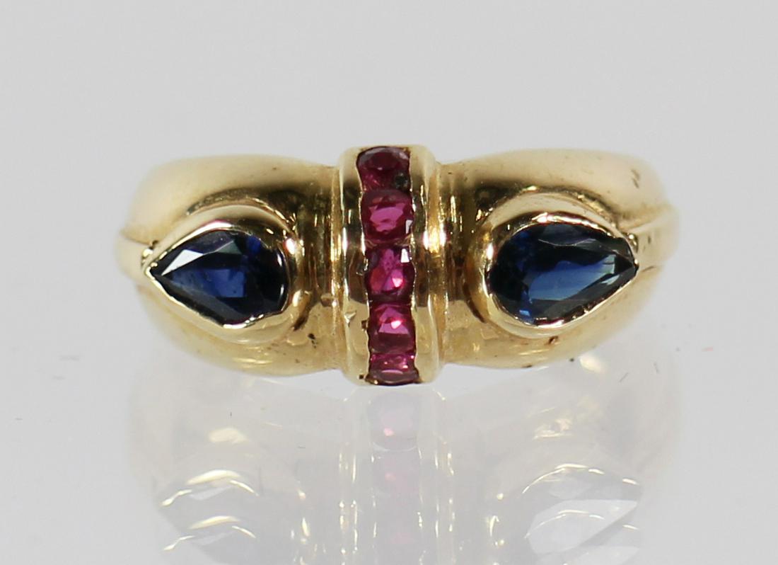 14K BLUE SAPPHIRE & RUBY RING (1 of 3)