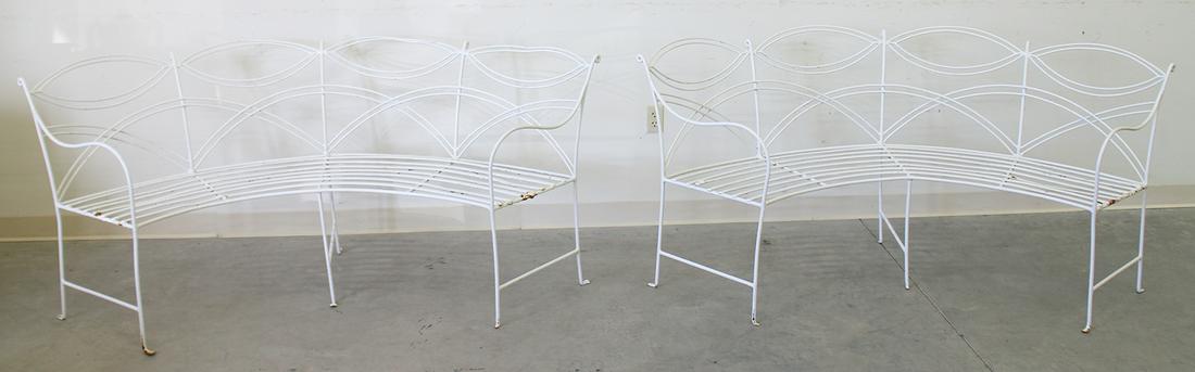 (2) VINTAGE CURVED GARDEN BENCHES (1 of 6)