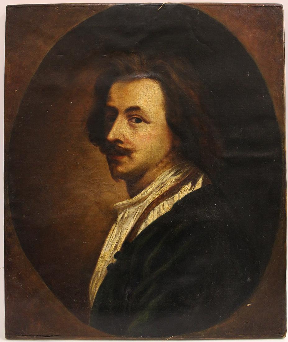 ANTIQUE OIL ON CANVAS PORTRAIT PAINTING (1 of 4)