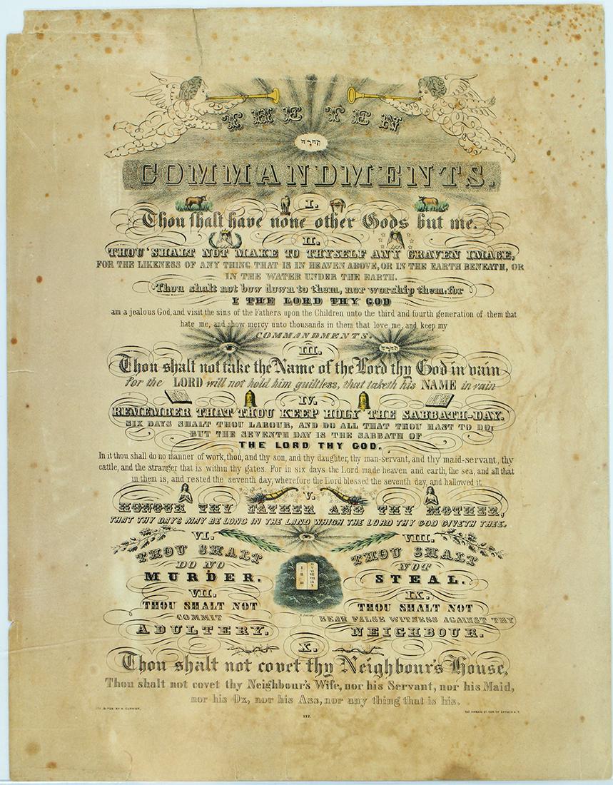 NATHANIEL CURRIER TEN COMMANDMENTS LITHOGRAPH (1 of 2)