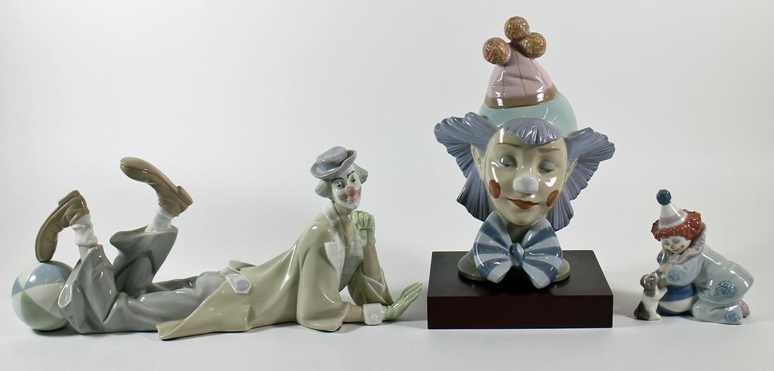 (3) LLADRO CLOWN FIGURINES (1 of 2)