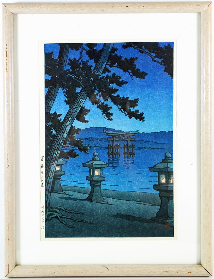 KAWASE HASUI MIYAJIMA BY MOONLIGHT WOODBLOCK (1 of 2)