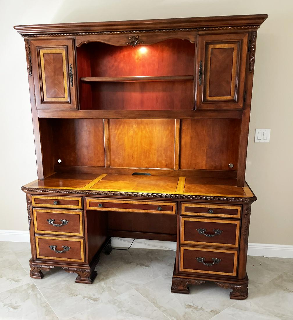 EXECUTIVE DESK: Two piece (removable top) executive desk. Measures 73" wide, bottom 23.75" depth.