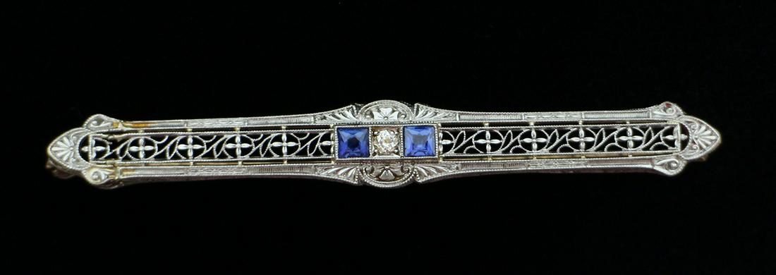 14K ART DECO DIAMOND PIN (1 of 5)