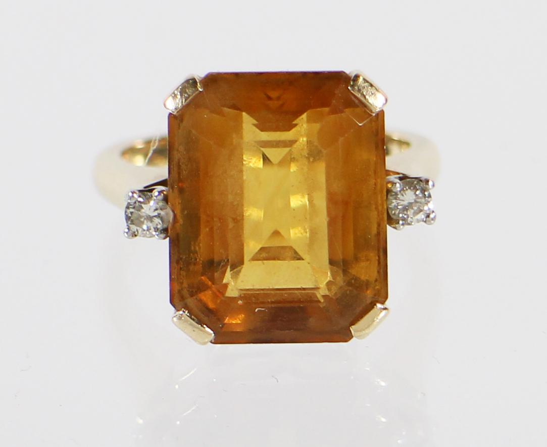 14K TIFFANY & CO YELLOW TOPAZ & DIAMOND RING (1 of 5)