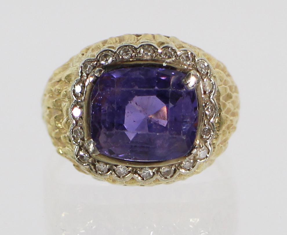 STREBEL 18K AMETHYST & DIAMOND RING (1 of 4)