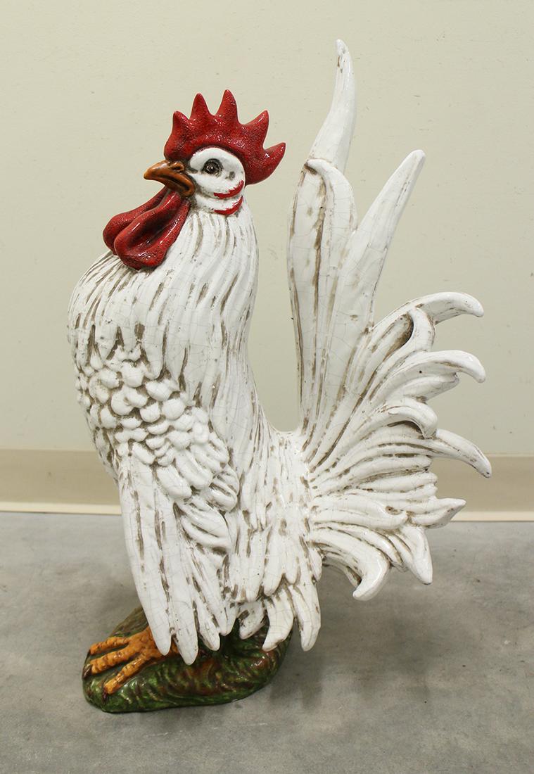 LARGE SIGNED MAJOLICA ROOSTER (1 of 3)