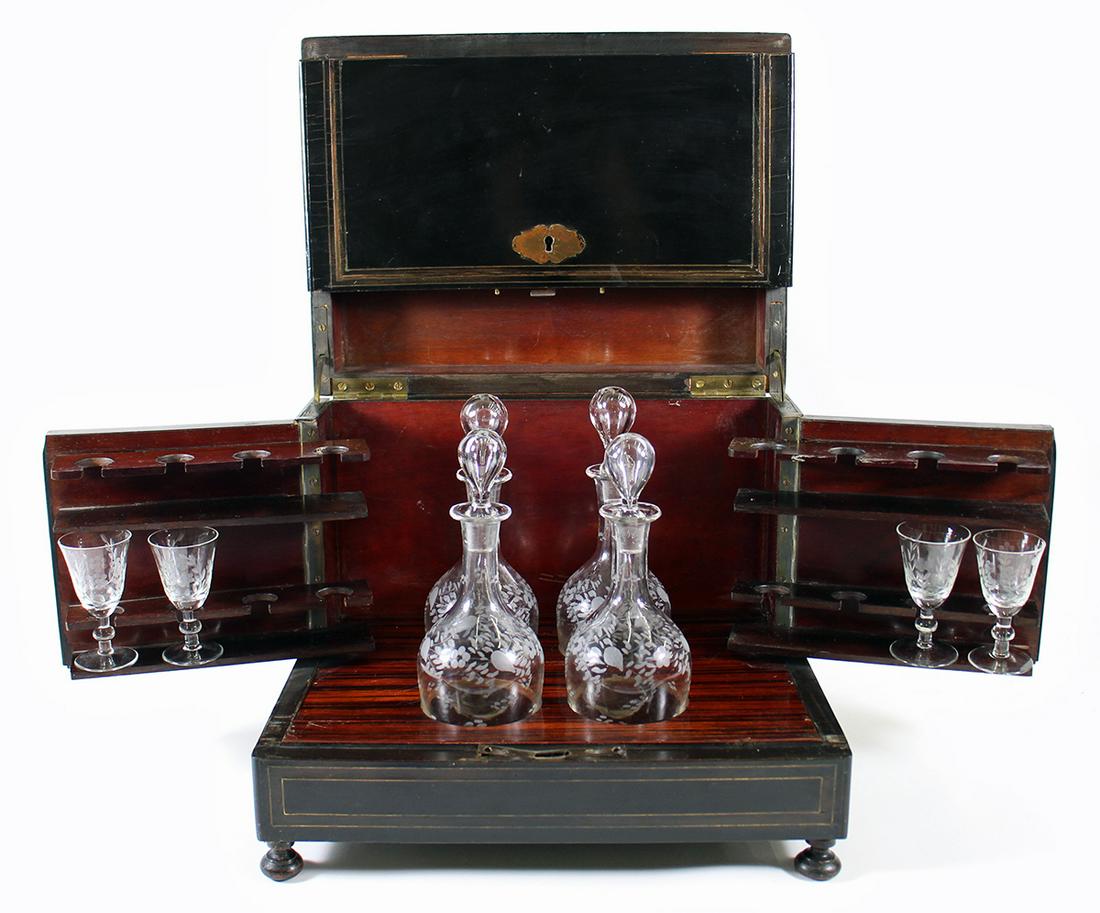 c1860 FRENCH TANTALUS LIQUOR DECANTER SET (1 of 4)