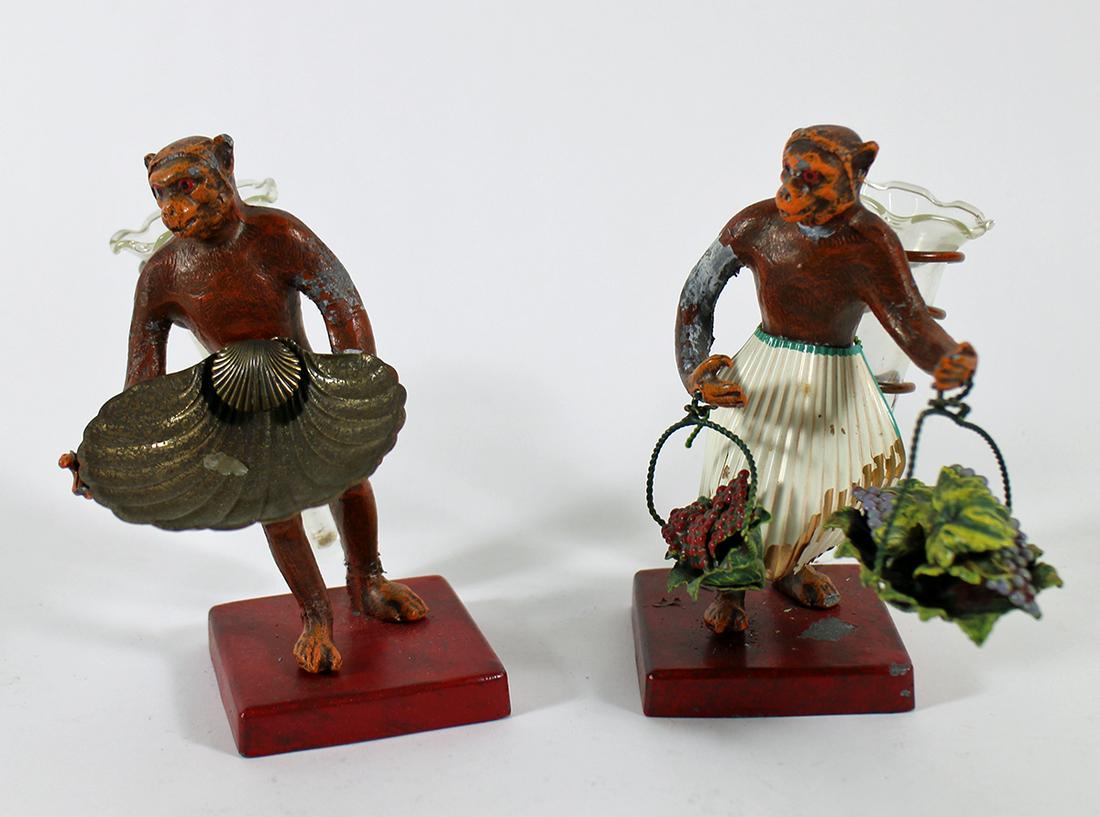 (2) PETITE CHOSES COLD PAINTED MONKEY BUD VASES (1 of 3)
