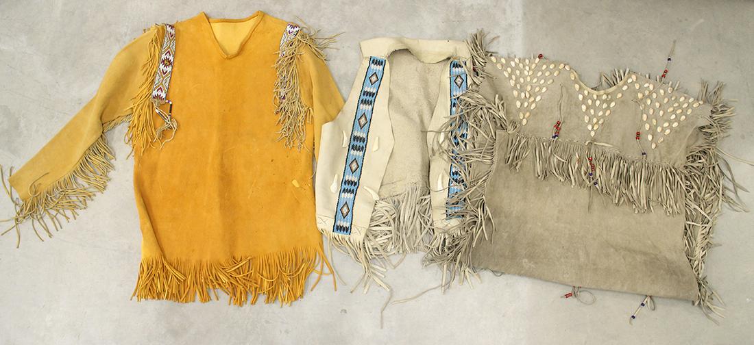 GREAT PLAINS INDIAN BEADED HIDE COAT, SHIRT & VEST (1 of 5)