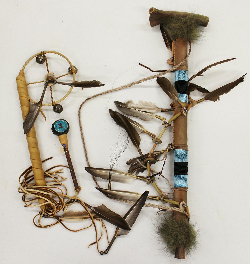 (3) NATIVE AMERICAN INDIAN DANCE RATTLES (1 of 3)