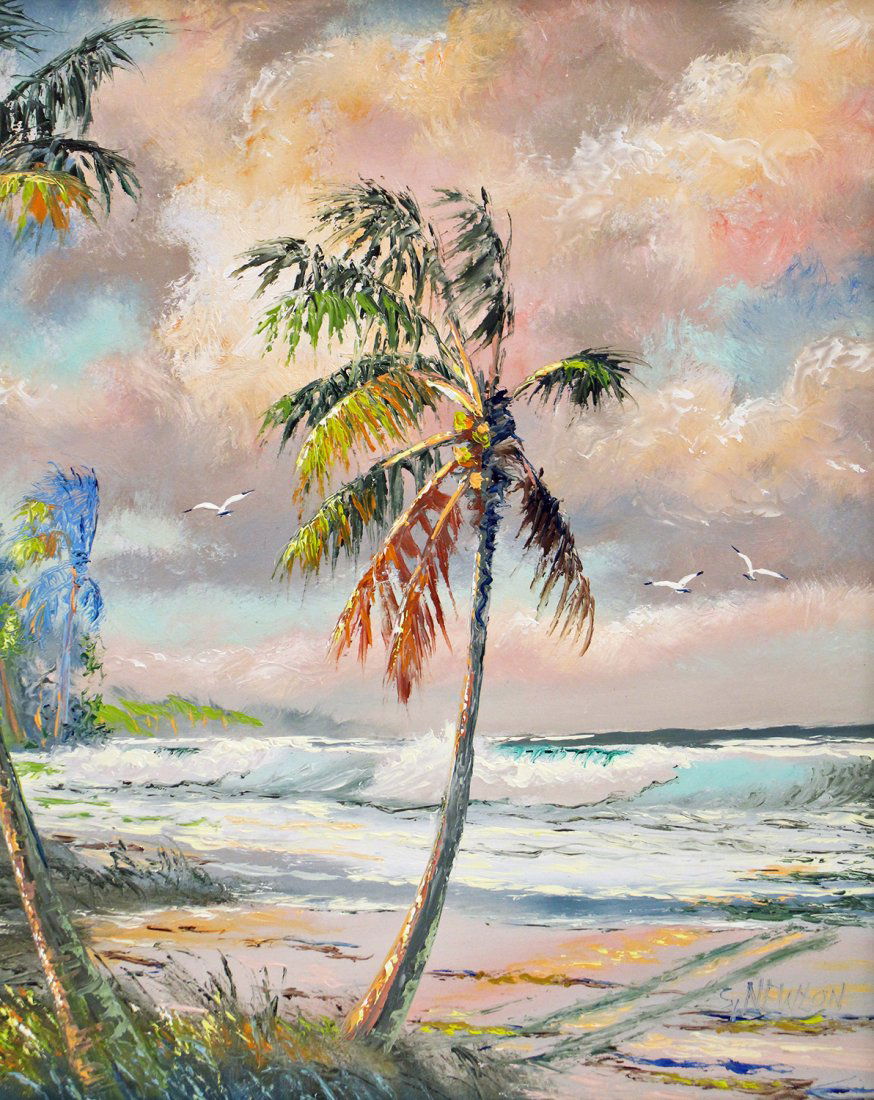 SAM NEWTON BEACH PALM HIGHWAYMEN PAINTING (1 of 4)