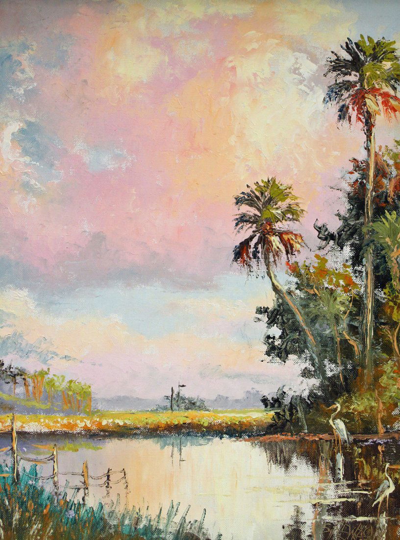 SAM NEWTON CLOUDY RIVER HIGHWAYMEN PAINTING (1 of 4)