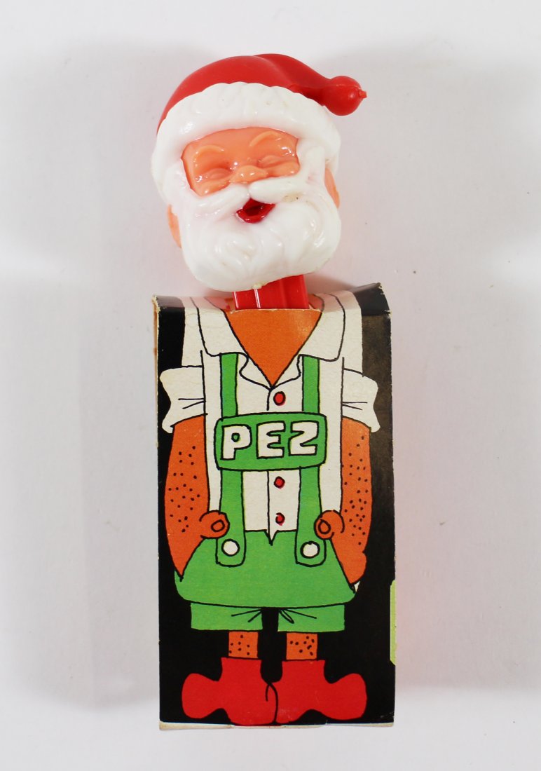 RARE VINTAGE SANTA CLAUS PEZ DISPENSER & HOLDER: Rare Santa Claus Pez dispenser from Austria. Includes original cardboard box Series A # 11 No. 326070.