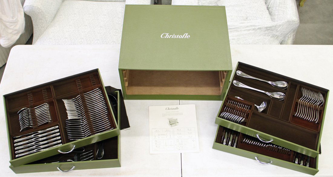 CHRISTOFLE FRANCE FLATWARE - SERVICE FOR 12 W/ BOX (1 of 6)