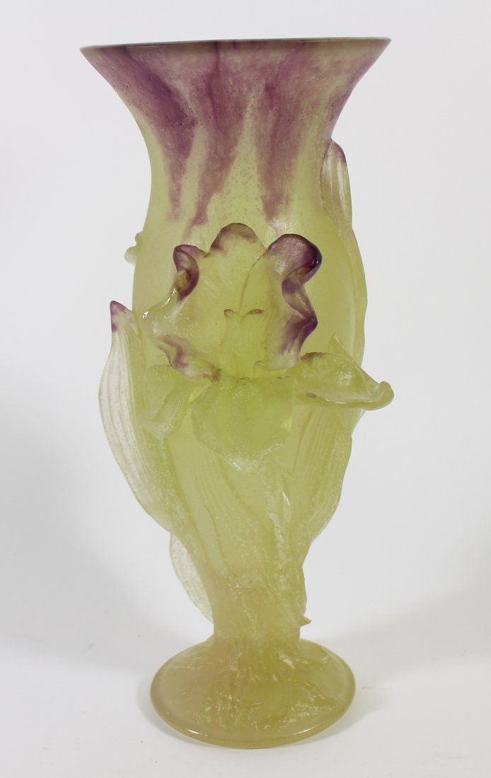 DAUM FRANCE ART GLASS PATE DE VERRE FLOWER VASE (1 of 4)