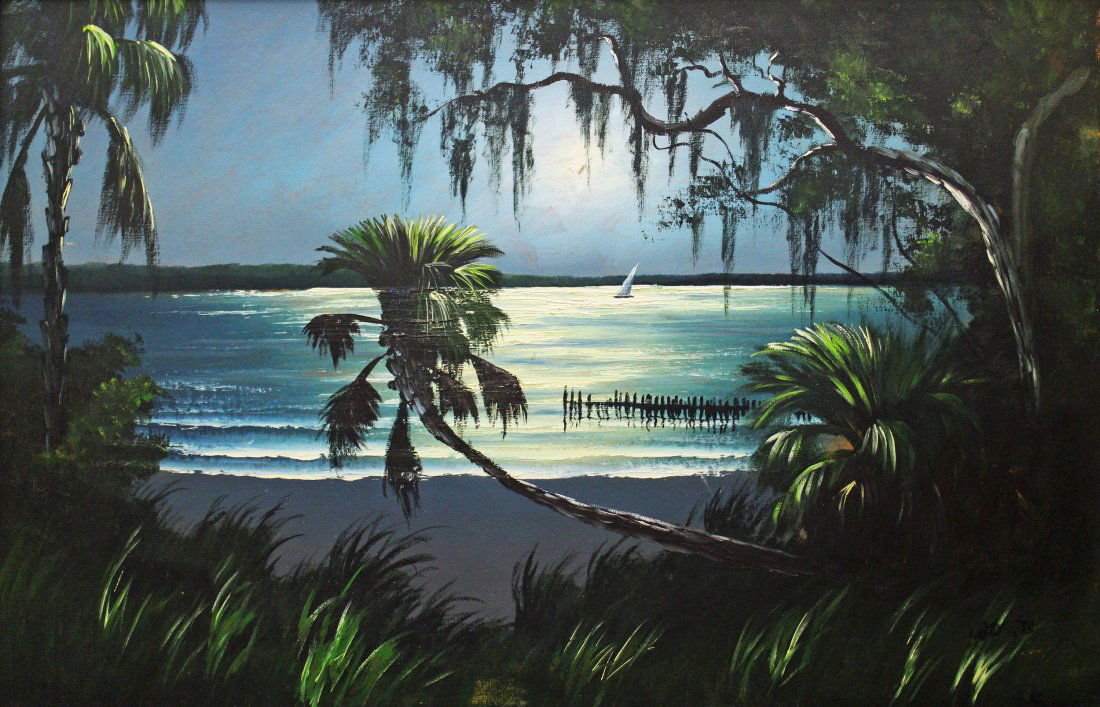 LIVINGSTON ROBERTS NIGHT SAIL HIGHWAYMEN PAINTING (1 of 6)
