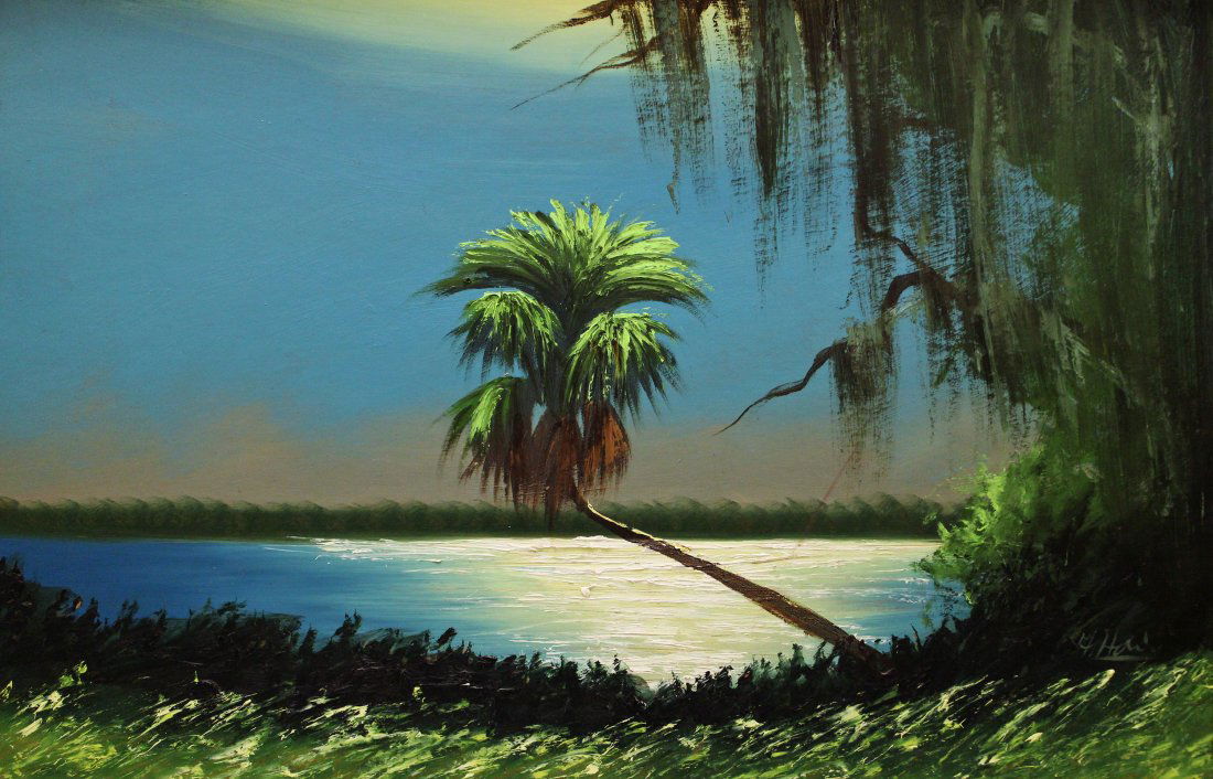 ALFRED HAIR NIGHT PALM HIGHWAYMEN PAINTING (1 of 4)