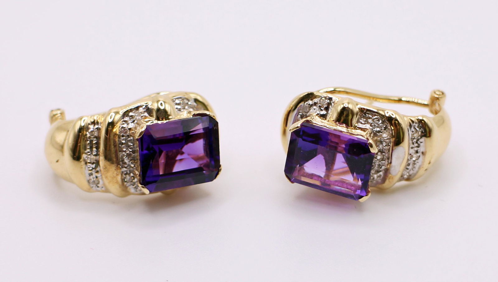 14K AMETHYST & DIAMOND EARRINGS (1 of 5)