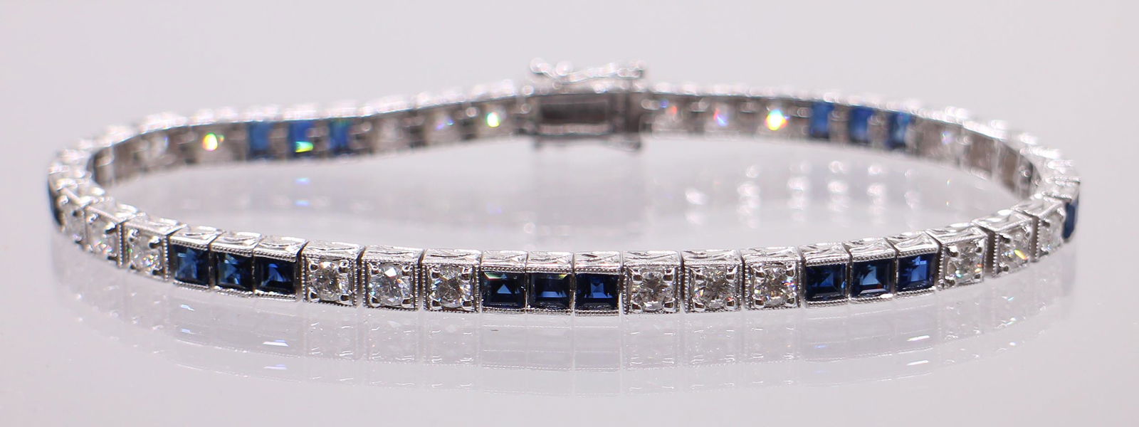 18K SAPPHIRE & 3.60 CTW DIAMOND BRACELET (1 of 3)