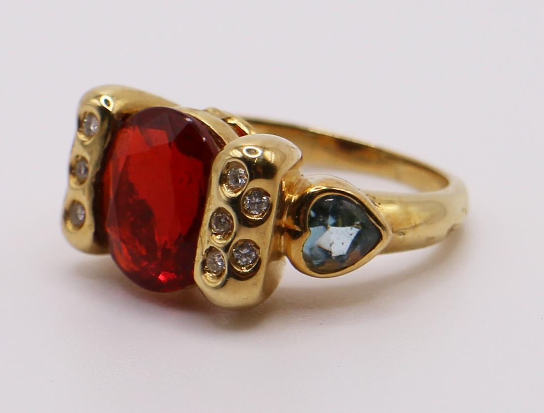 18K FIRE OPAL DIAMOND & TOPAZ RING (1 of 4)