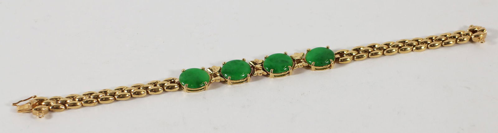 VINTAGE 18K JADE STATION BRACELET (1 of 2)