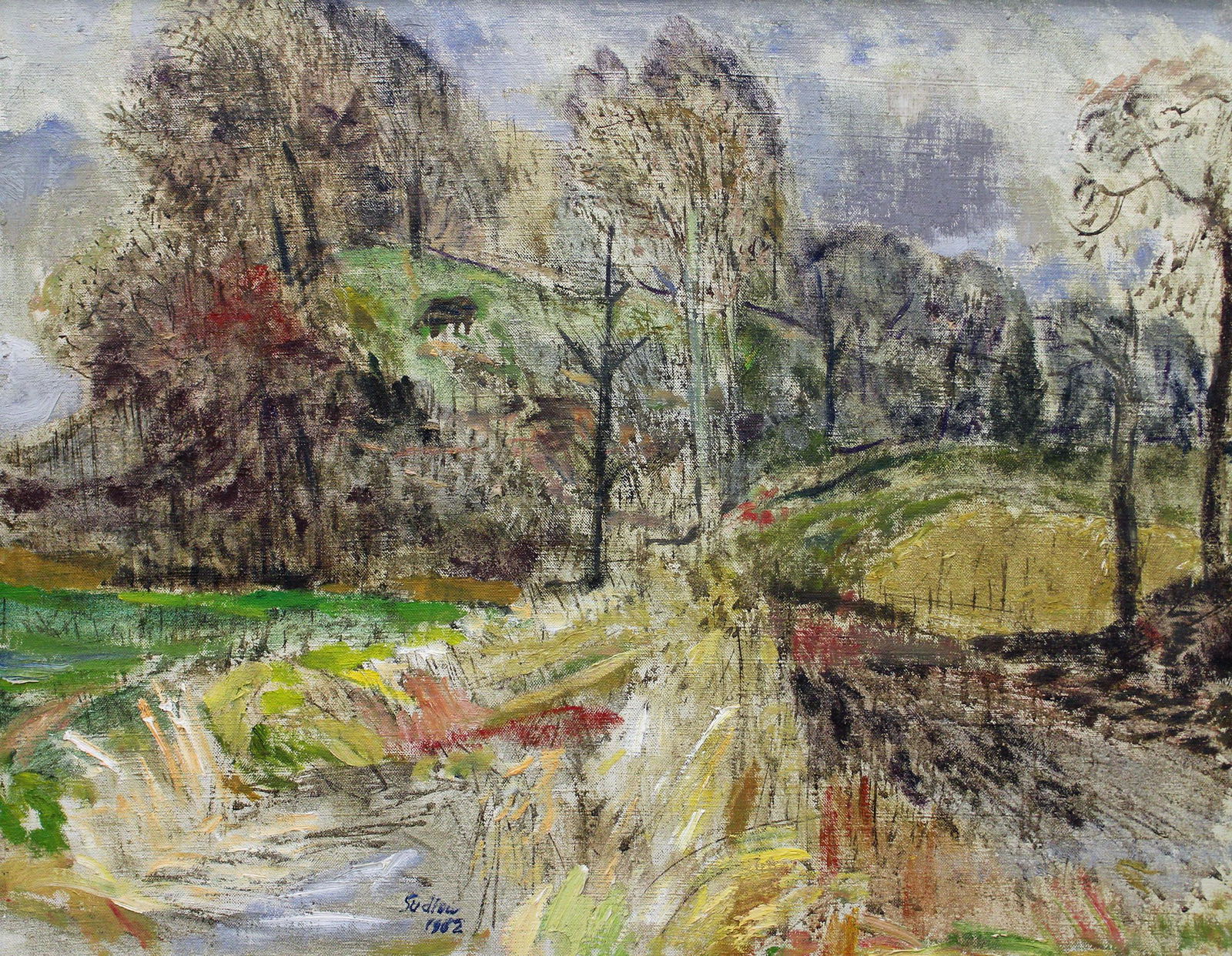 ROBERT SUDLOW 1962 HILLSIDE KANSAS PAINTING (1 of 6)