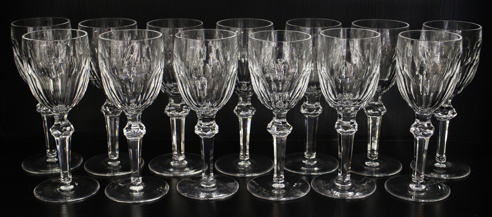 (13) WATERFORD CRYSTAL CURRAGHMORE GLASSES 6.25": Set of (13) Waterford Crystal small wine glasses 6.25" tall.