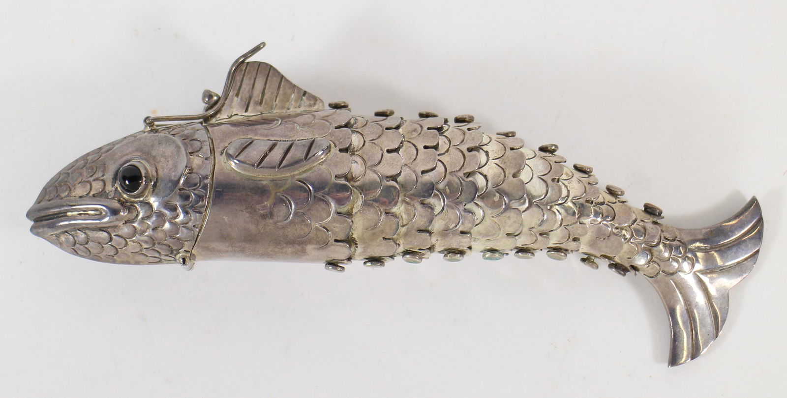 MEXICAN STERLING SILVER FISH SPICE BOX (1 of 5)