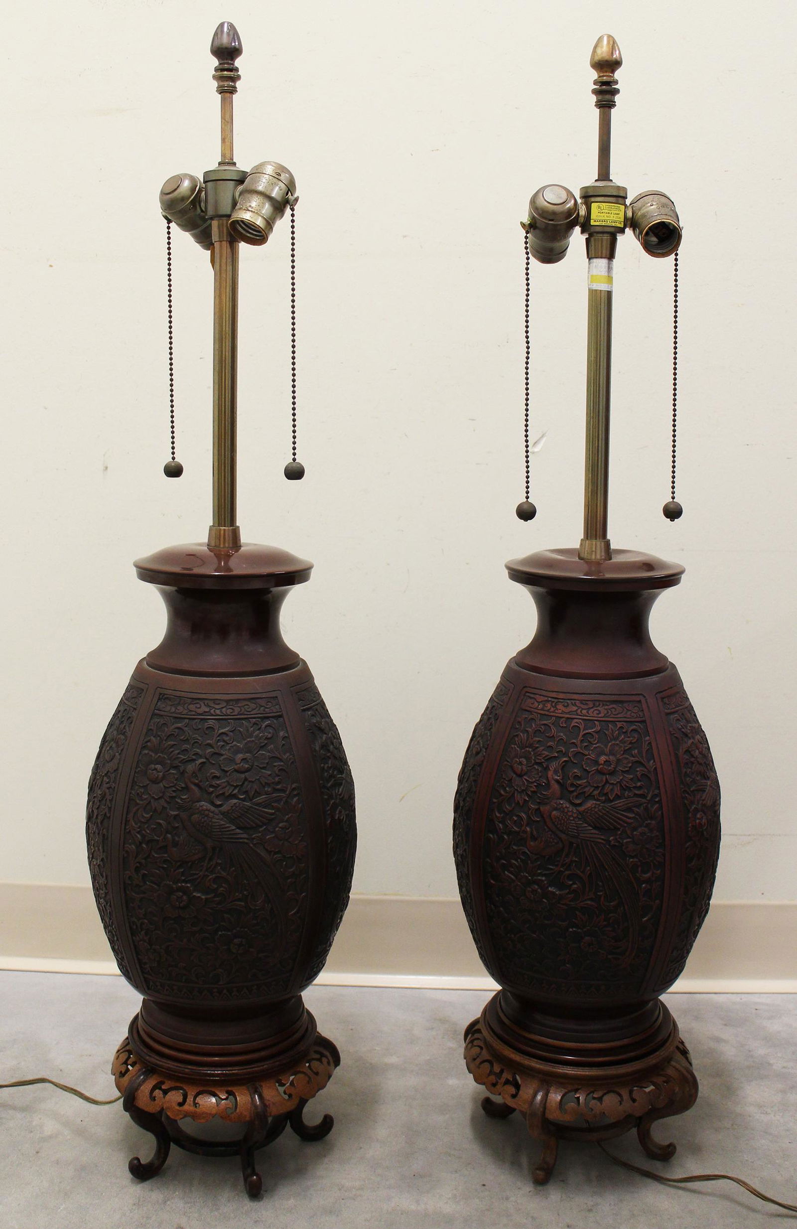 (2) MARBRO CHINESE BIRD LAMPS (1 of 5)