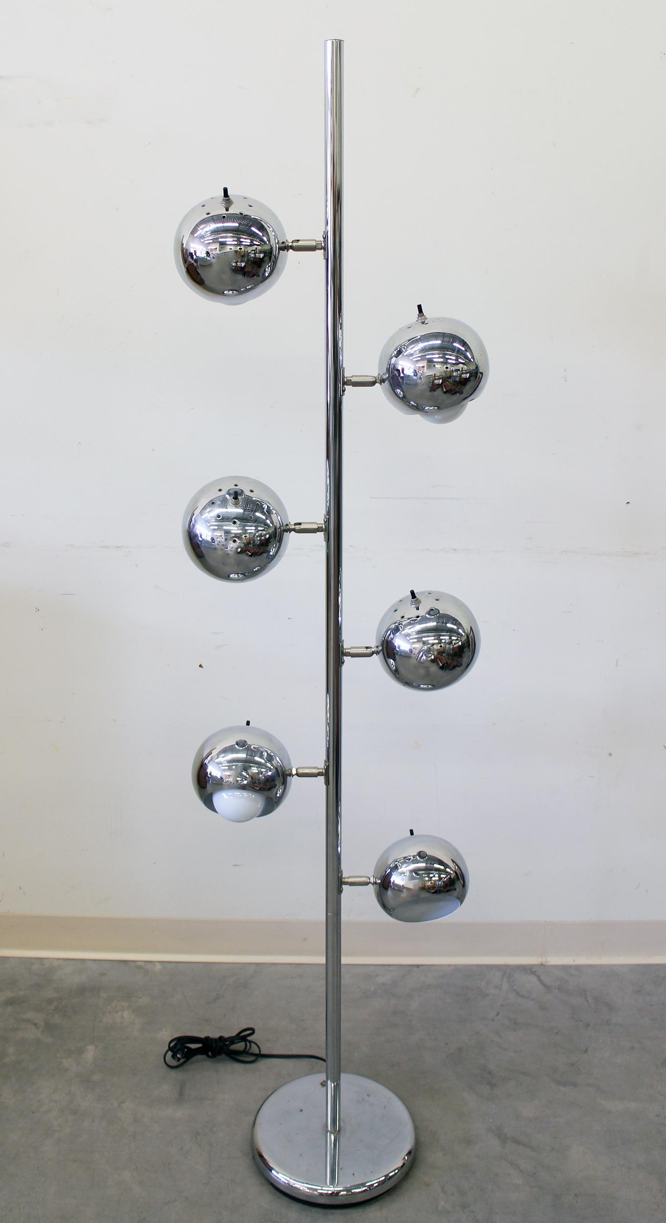 MODERN 6 LIGHT CHROME BALL FLOOR LAMP (1 of 1)