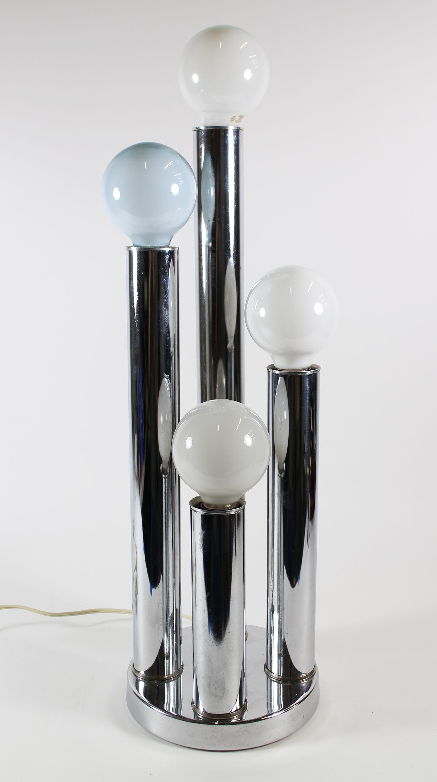 MODERN CHROME BALL 4 COLUMN TABLE LAMP (1 of 2)