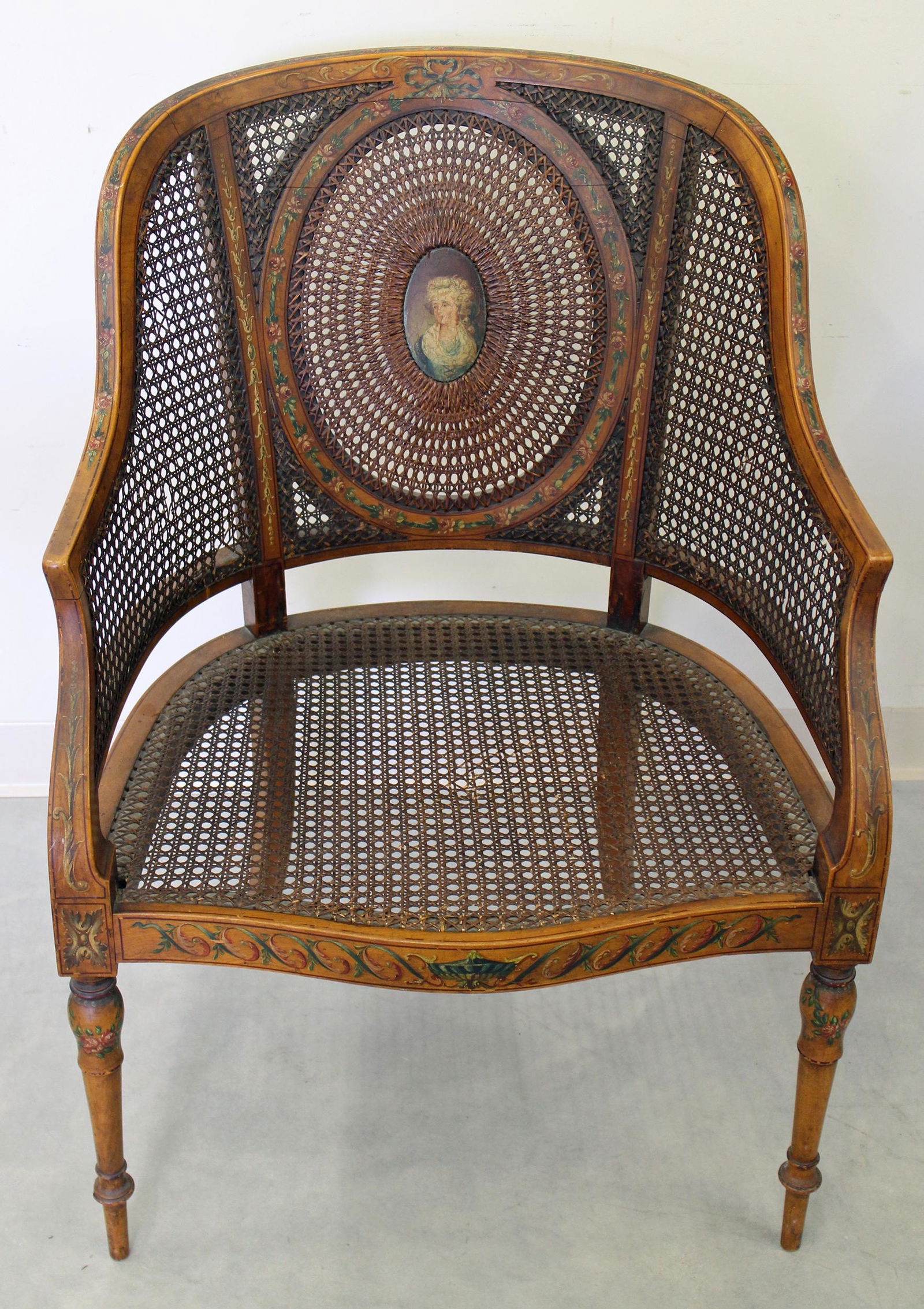 ANTIQUE ADAM STYLE PAINTED PORTRAIT CHAIR (1 of 4)
