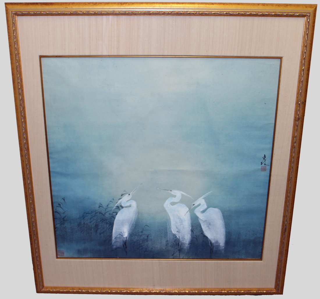 LARGE CHINESE HERON PAINTING (1 of 5)