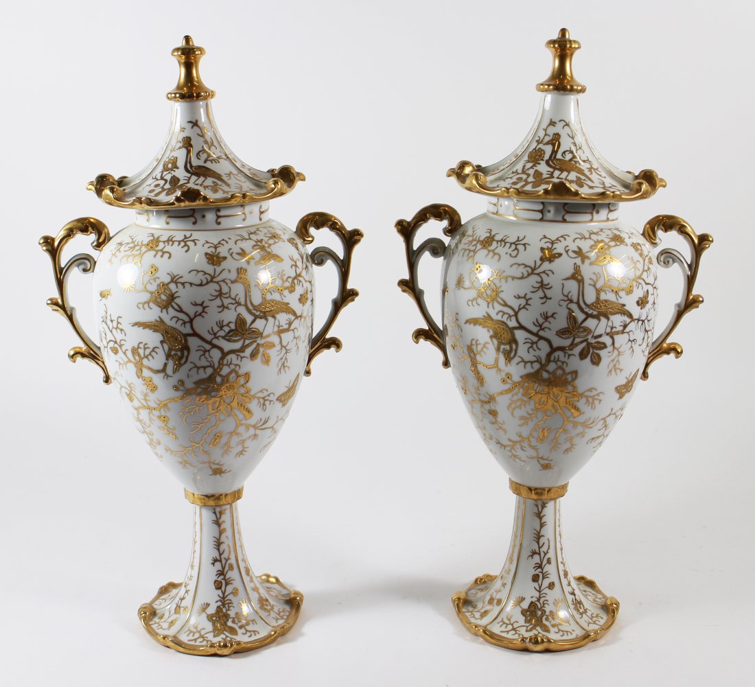 (2) HAND PAINTED COVERED URNS (1 of 4)