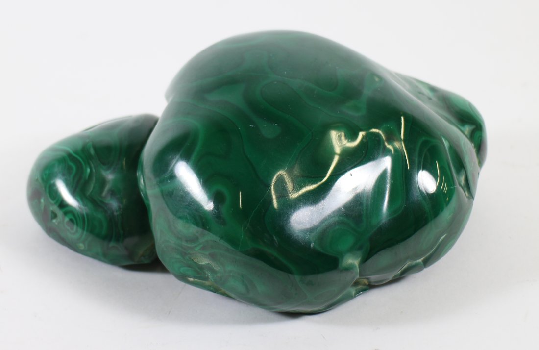 MALACHITE "TURTLE" SPECIMEN: Natural malachite specimen that resembles a sleeping turtle. Measures 7" x 5.5"