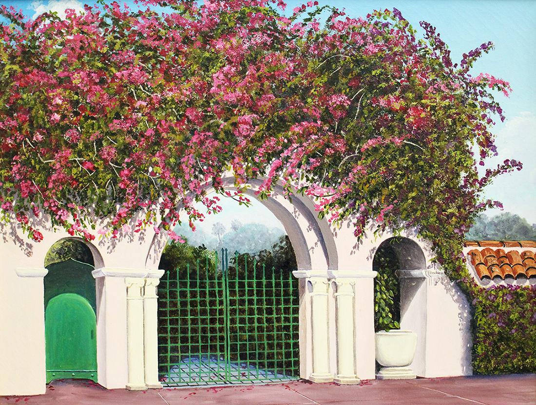 THOMAS DAWKINS MIZNER PARK BOUGAINVILLEA PAINTING (1 of 5)