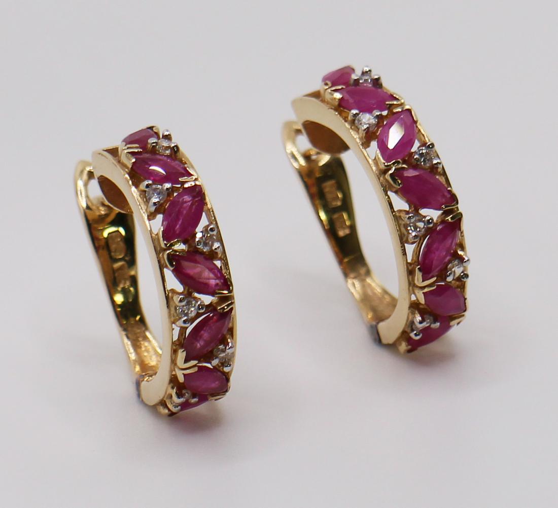 14K GOLD RUBY & DIAMOND EARRINGS (1 of 4)
