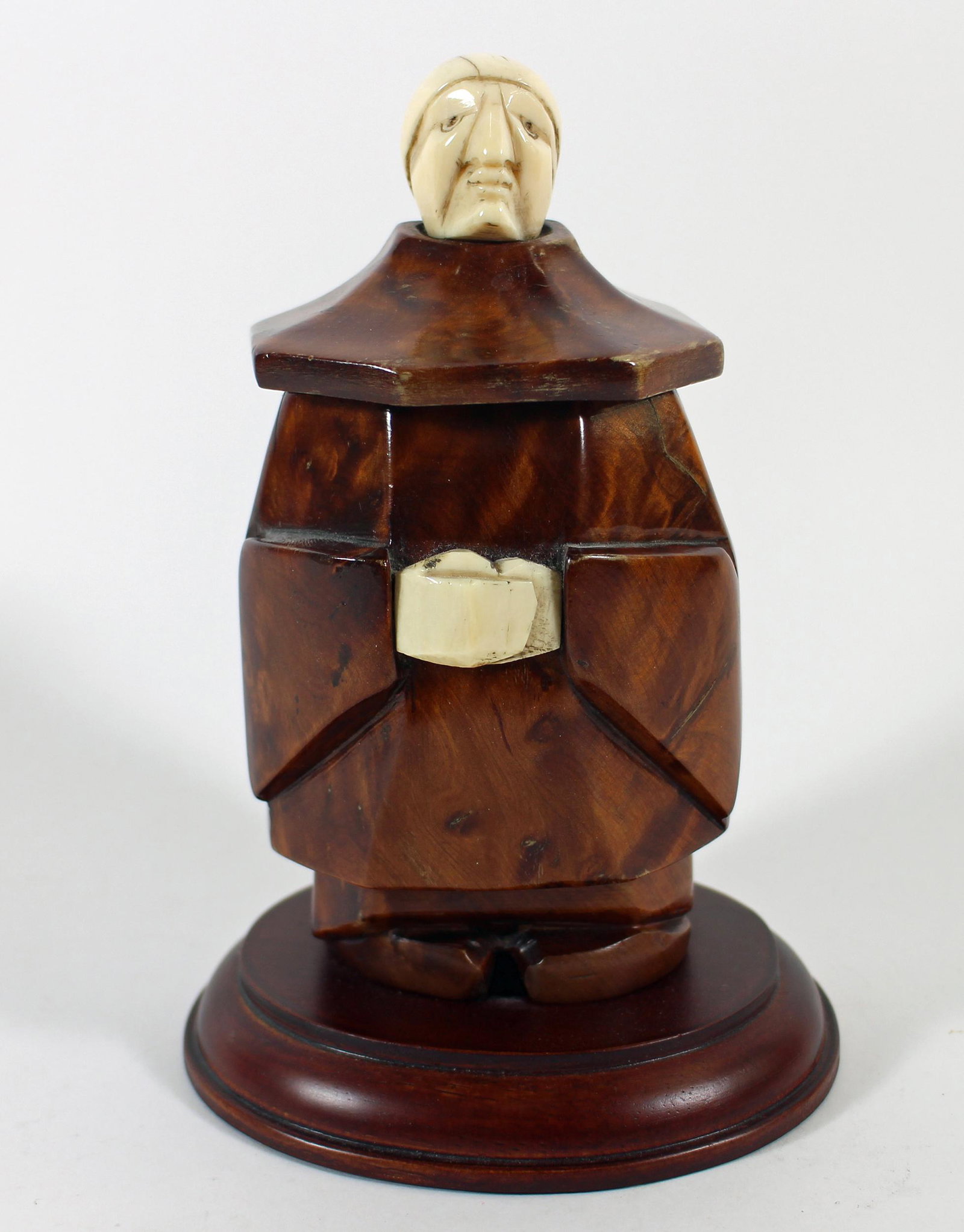 ANTIQUE MONK FIGURAL TOBACCO JAR (1 of 3)