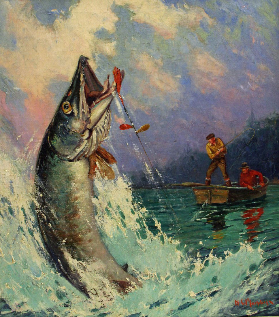 H.C. MURPHY FISHING ILLUSTRATION PAINTING (1 of 7)
