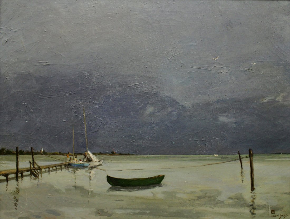 LEON DABO SAILBOAT ON THE RIVER PAINTING (1 of 5)