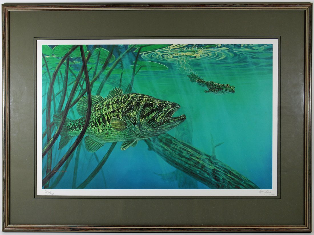 DON RAY UNDER THE LILY PADS BASS LITHOGRAPH (1 of 2)