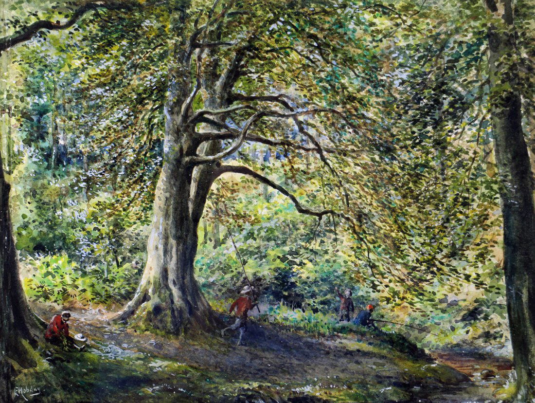 E. HOBDAY ENGLISH FISHING WATERCOLOR (1 of 4)