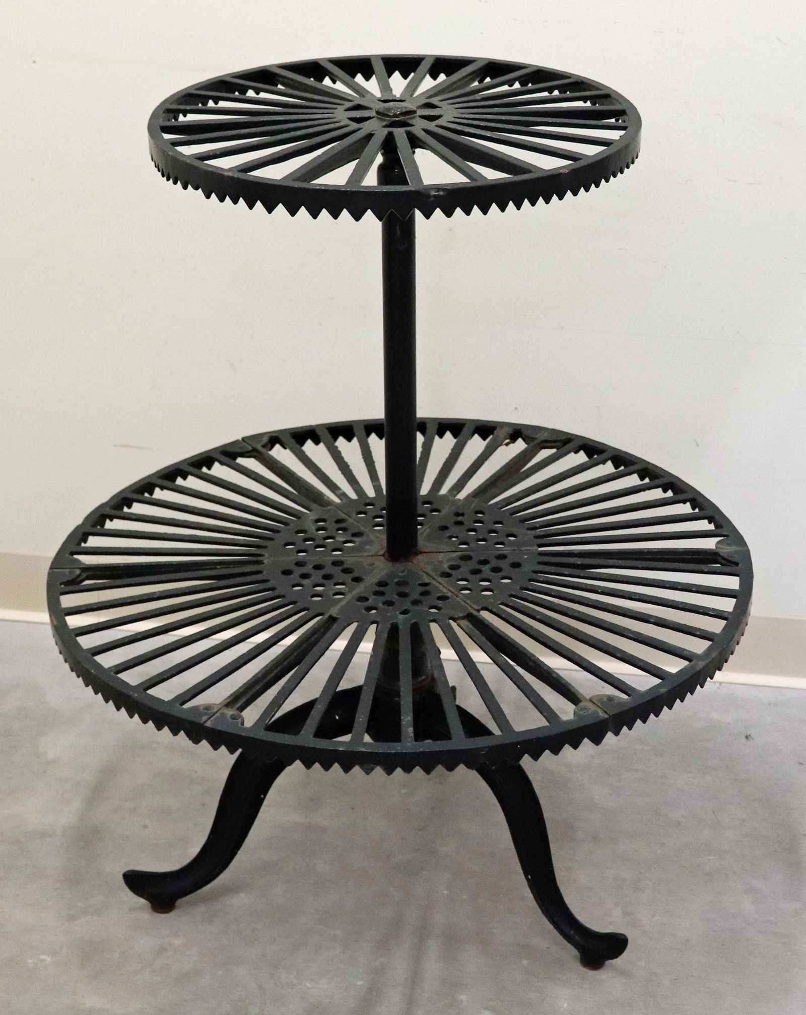 TWO TIER IRON BUGGY WHIP HOLDER STAND (1 of 4)