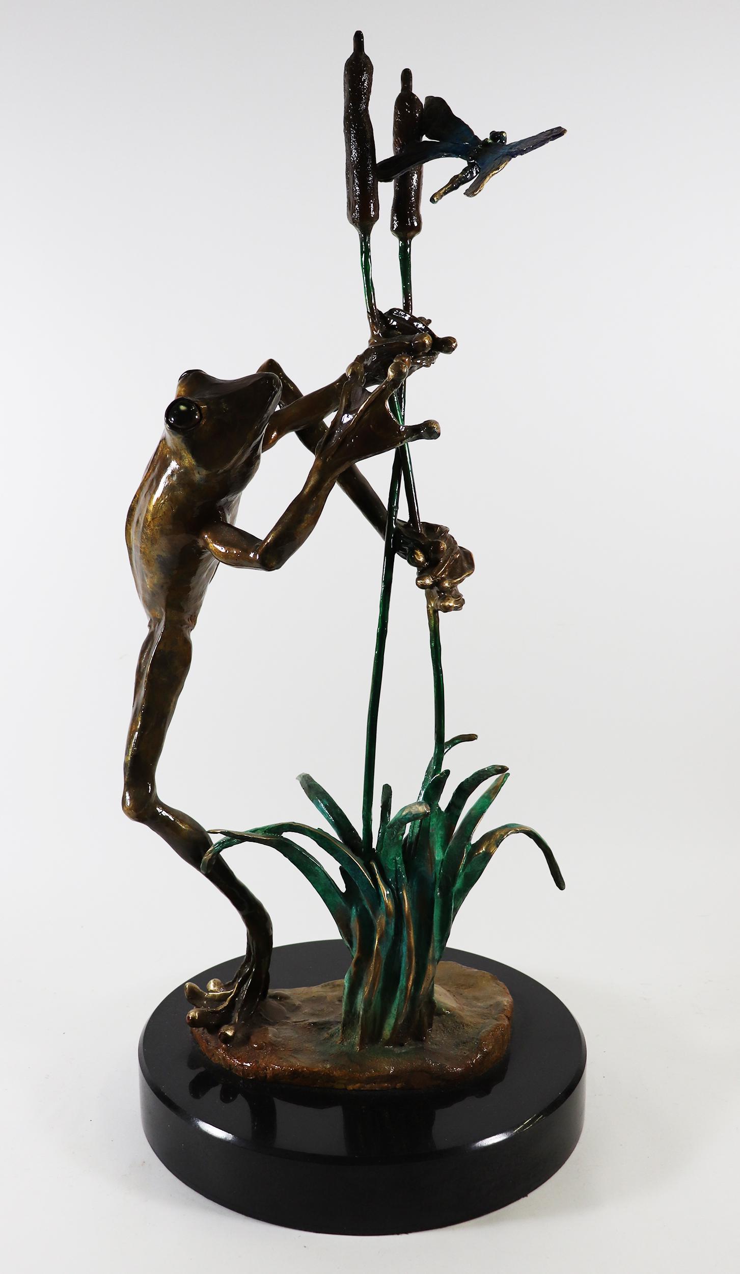 BRONZE FROG & DRAGONFLY SCULPTURE (1 of 4)