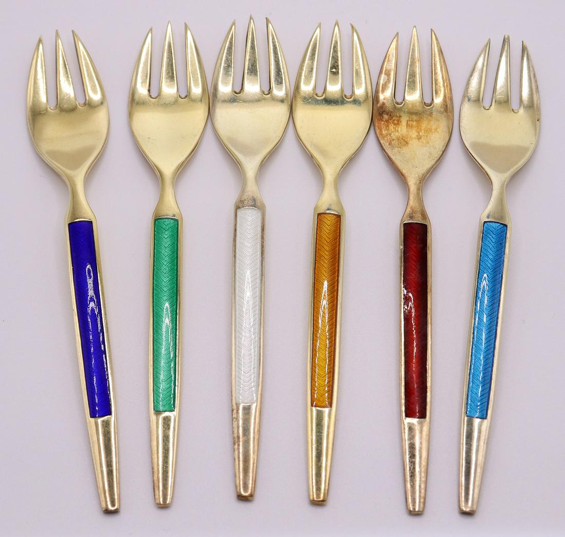 (6) MEKA STERLING & ENAMEL FORKS (1 of 2)