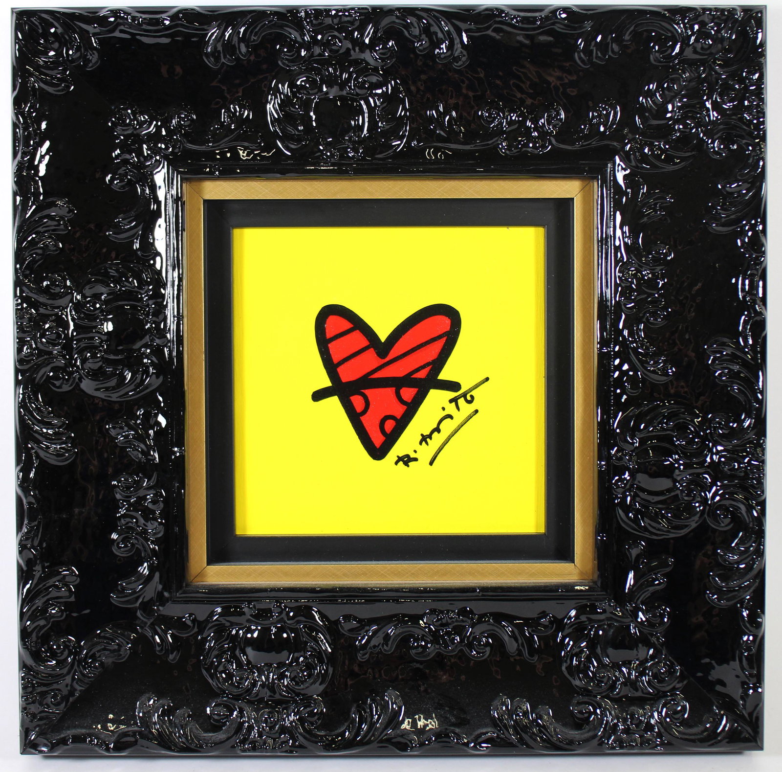 ROMERO BRITTO "WITH LOVE" HEART PAINTING (1 of 3)